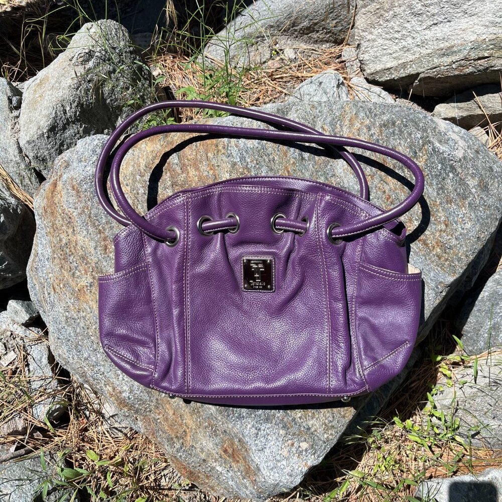 Tignanello Purple Leather Handbag